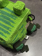 Square Crochet Frog Backpack – Handmade Frog Bag with Zipper & Satin Lining