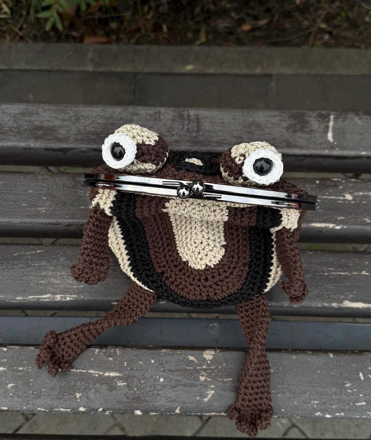 Handmade Leopard Frog Bag – Crochet Purse with Clasp Closure