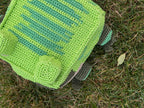Square Crochet Frog Backpack – Handmade Frog Bag with Zipper & Satin Lining