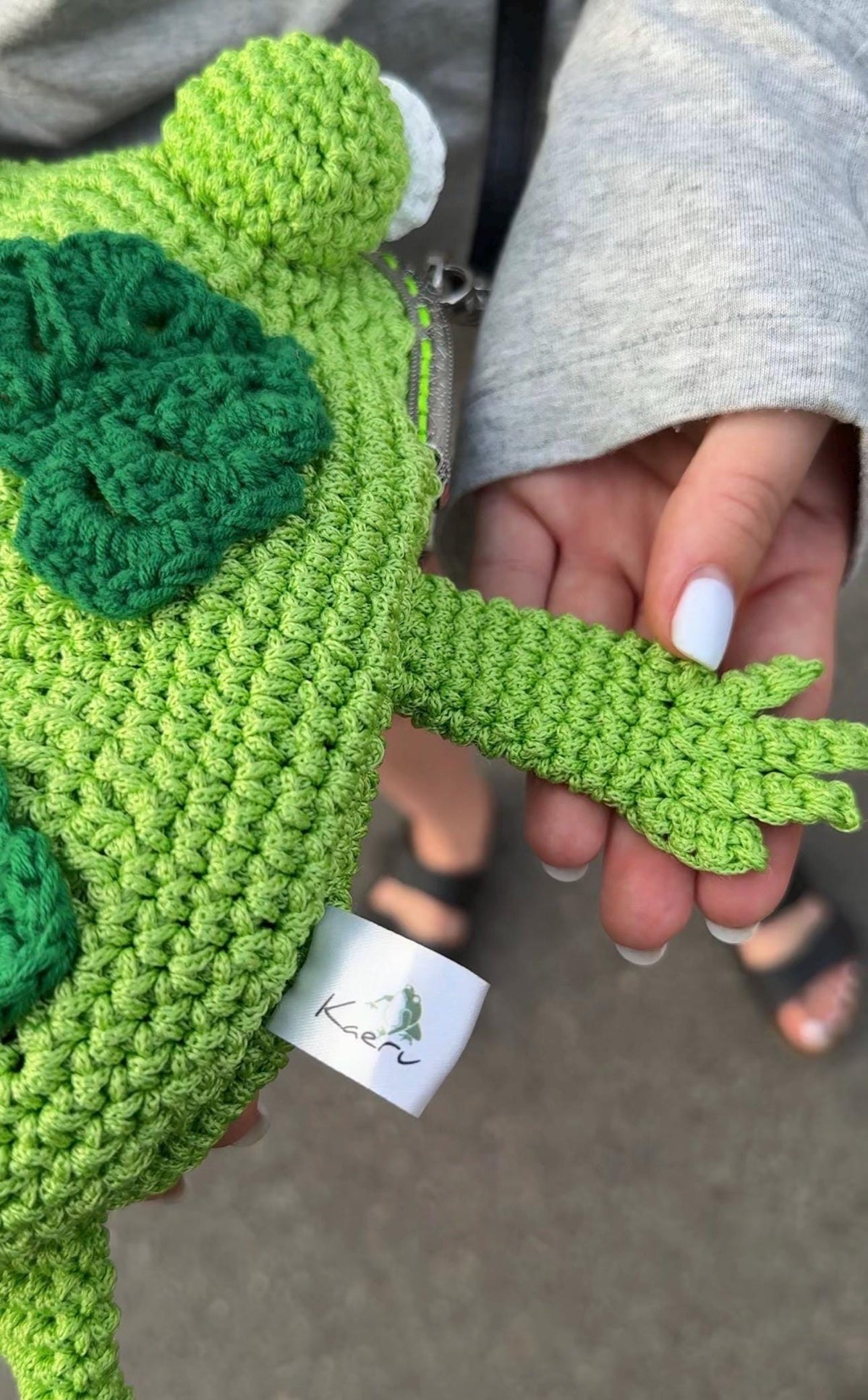 Green Frog Purse with Flowers and Leaves – Crochet Frog bag