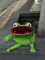 Red Crochet Frog Purse with Beaded Details – Handmade Shoulder & Crossbody Purse
