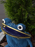 Crochet Frog Bag – Handmade Kawaii Frog Purse – Beaded Crossbody Bag – Czech Glass Beads
