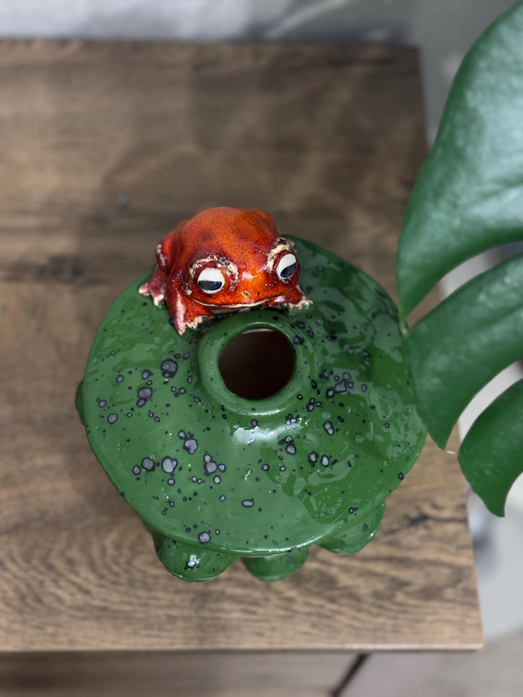 Ceramic Frog Vase – Handmade Frog Pottery, Fantasy Home Decor, Unique Frog Gift
