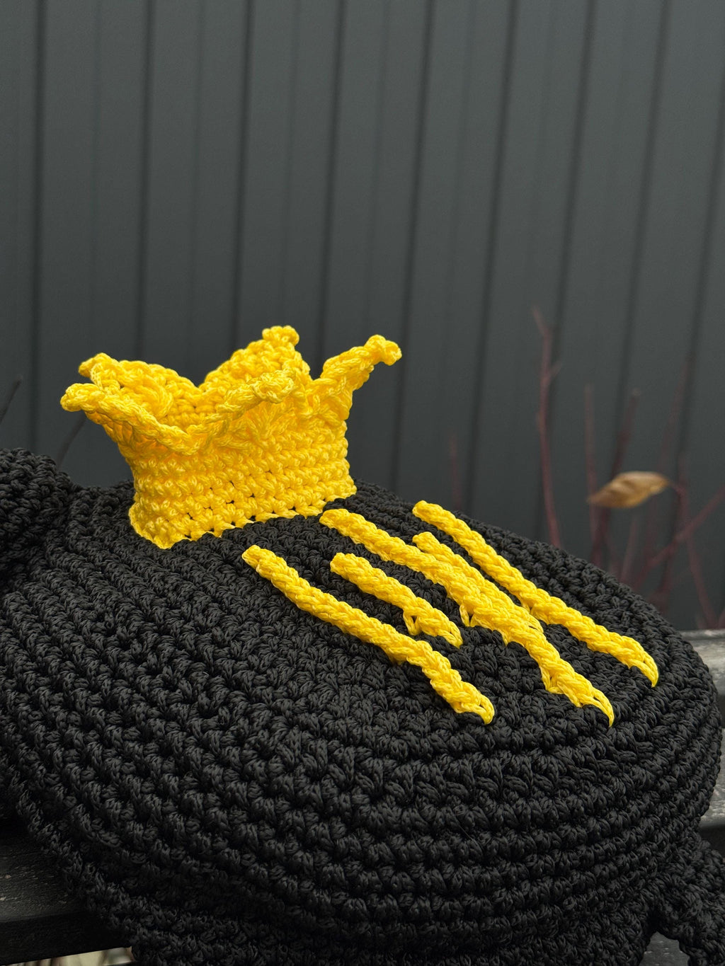 Frog King Bag – Handmade Black Frog Purse with Golden Crown