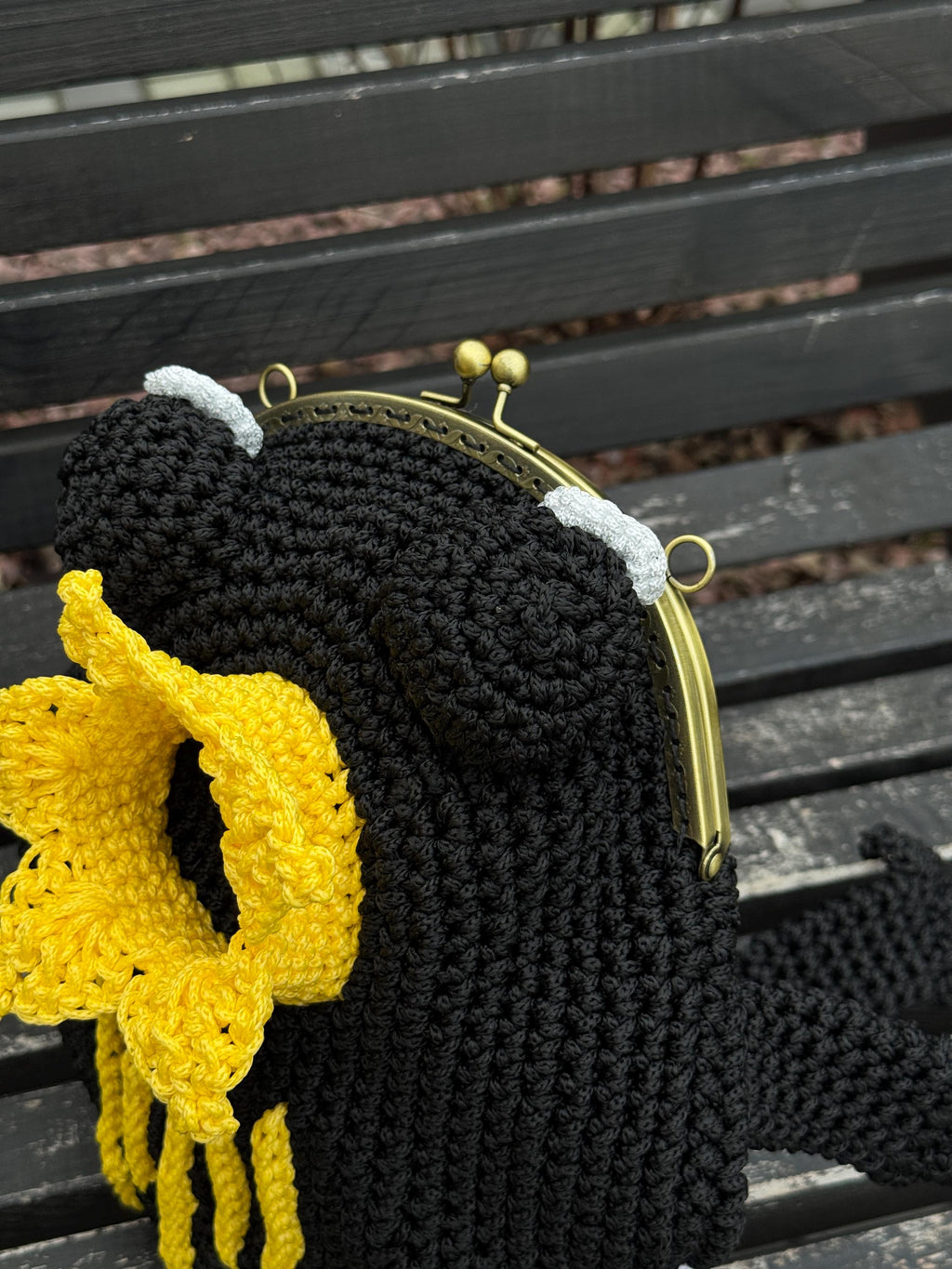 Frog King Bag – Handmade Black Frog Purse with Golden Crown