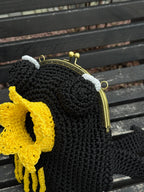 Frog King Bag – Handmade Black Frog Purse with Golden Crown
