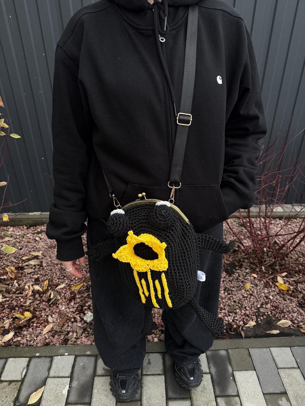 Frog King Bag – Handmade Black Frog Purse with Golden Crown