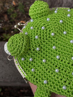 Red Crochet Frog Purse with Beaded Details – Handmade Shoulder & Crossbody Purse