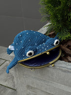 Crochet Frog Bag – Handmade Kawaii Frog Purse – Beaded Crossbody Bag – Czech Glass Beads