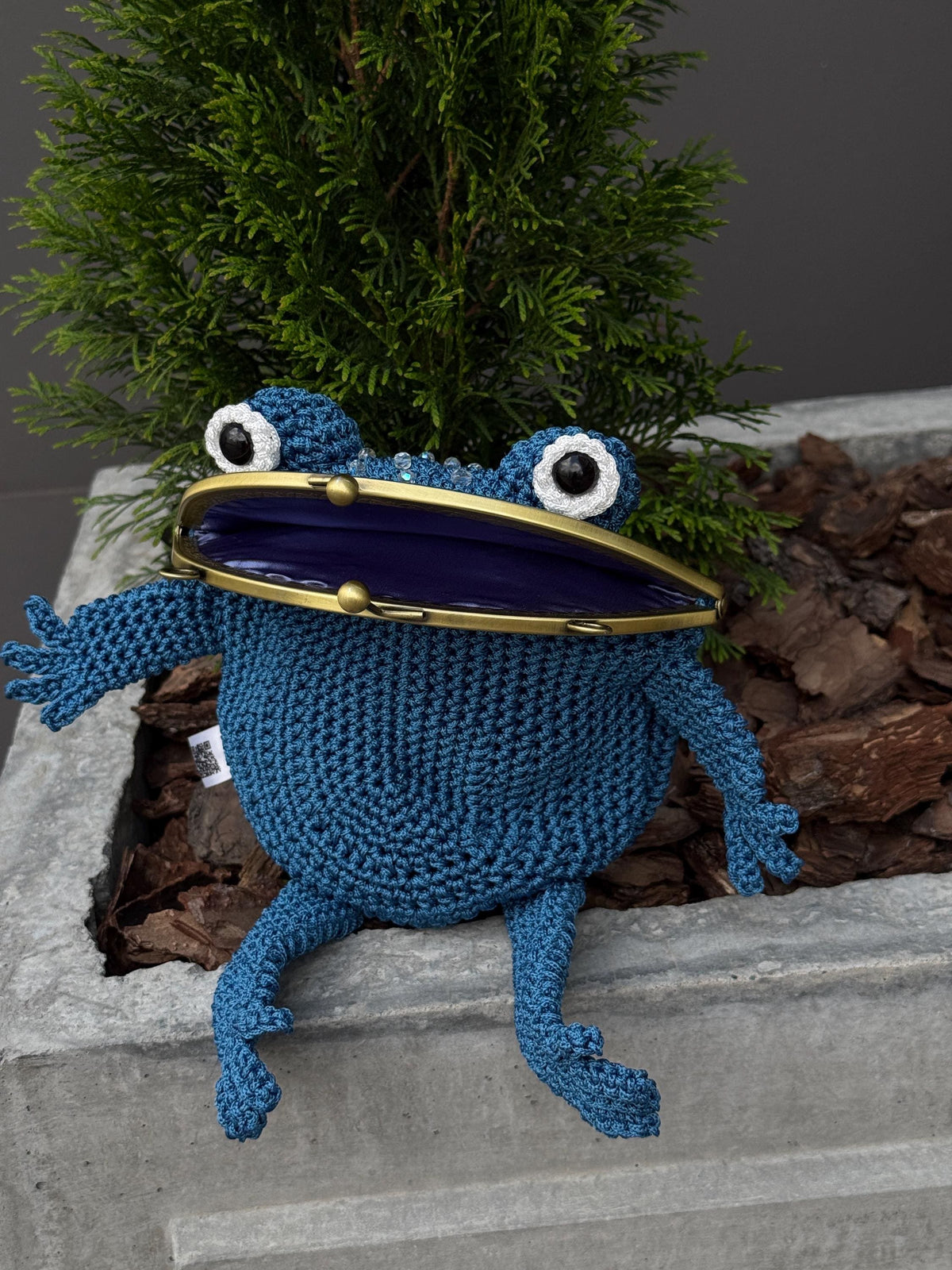 Crochet Frog Bag – Handmade Kawaii Frog Purse – Beaded Crossbody Bag – Czech Glass Beads