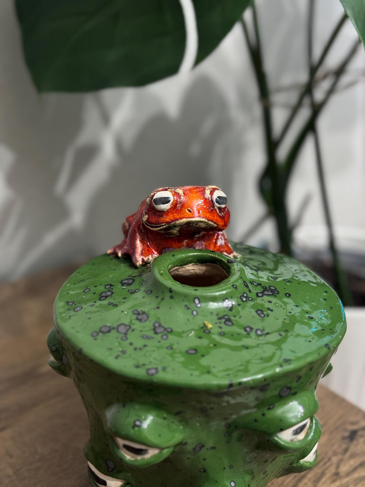 Ceramic Frog Vase – Handmade Frog Pottery, Fantasy Home Decor, Unique Frog Gift