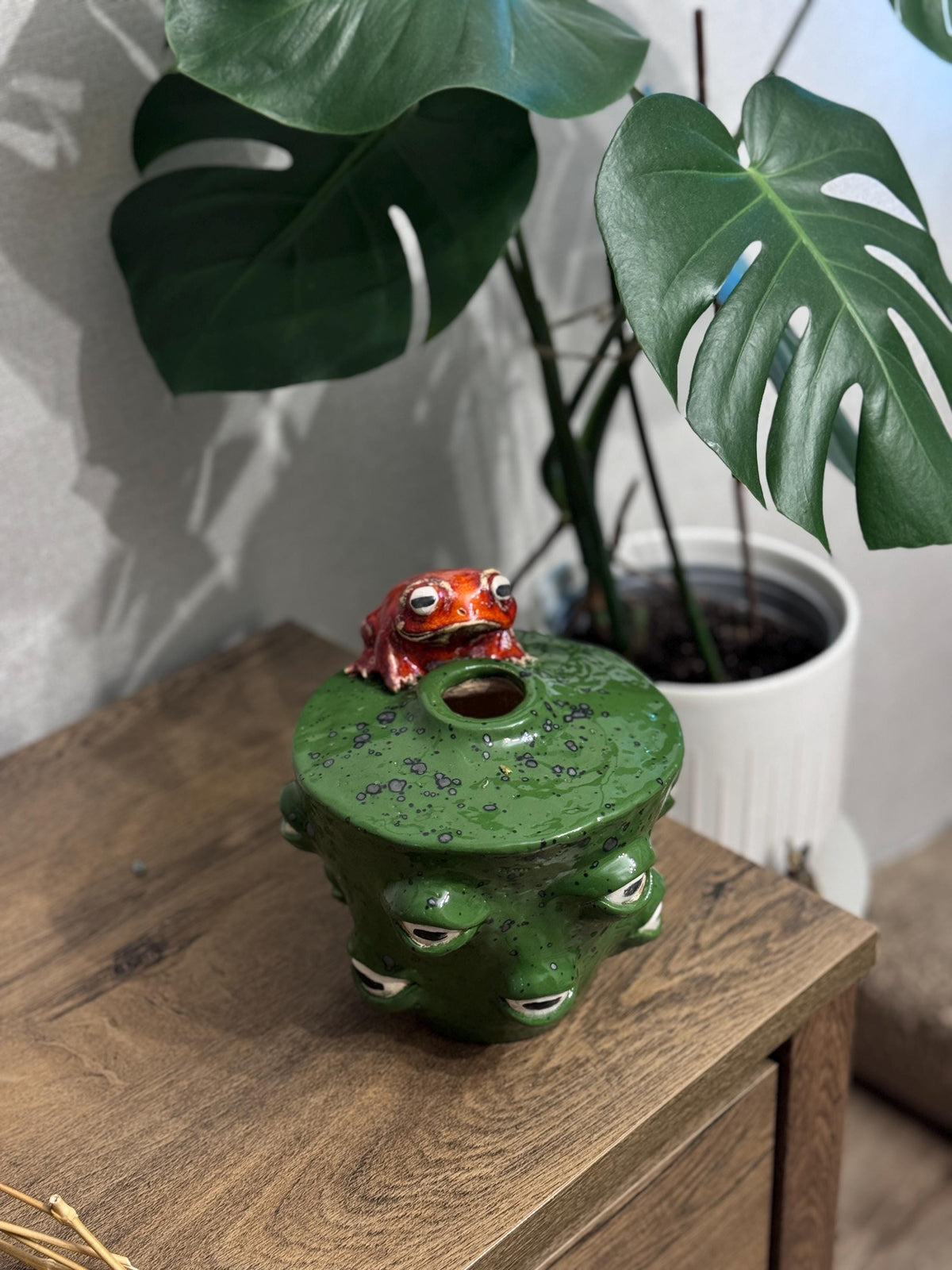Ceramic Frog Vase – Handmade Frog Pottery, Fantasy Home Decor, Unique Frog Gift
