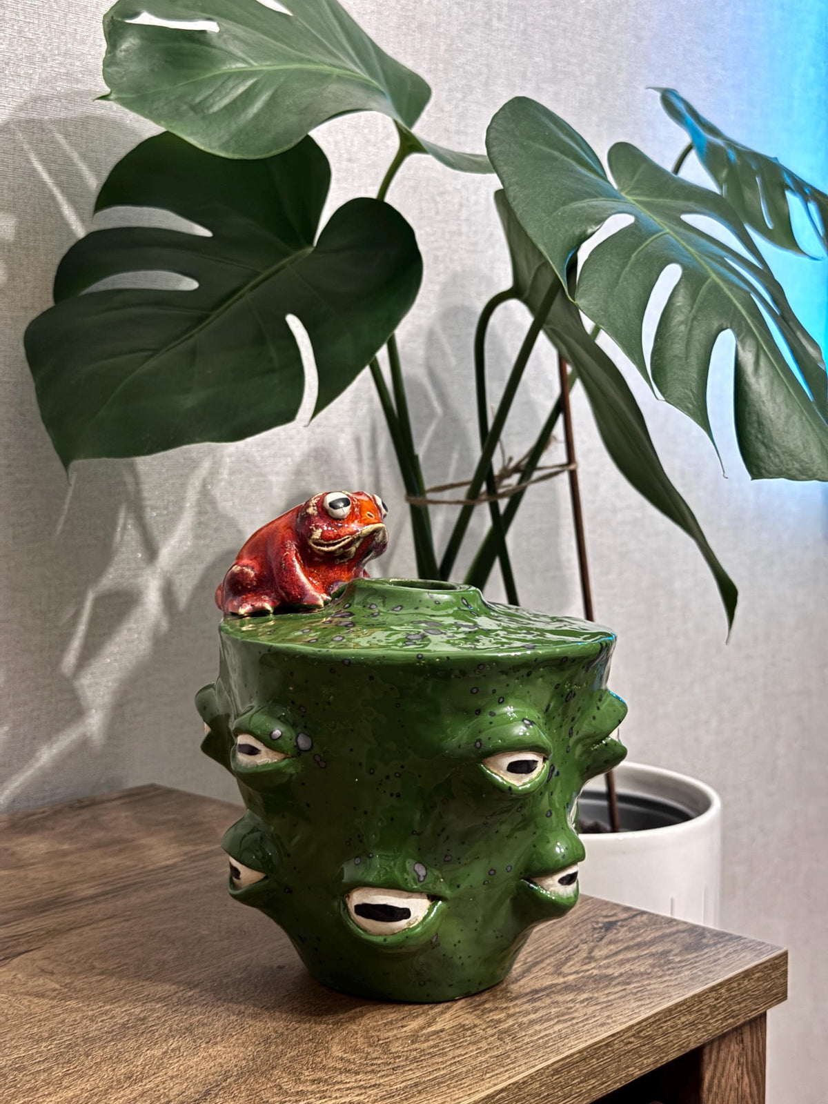 Ceramic Frog Vase – Handmade Frog Pottery, Fantasy Home Decor, Unique Frog Gift