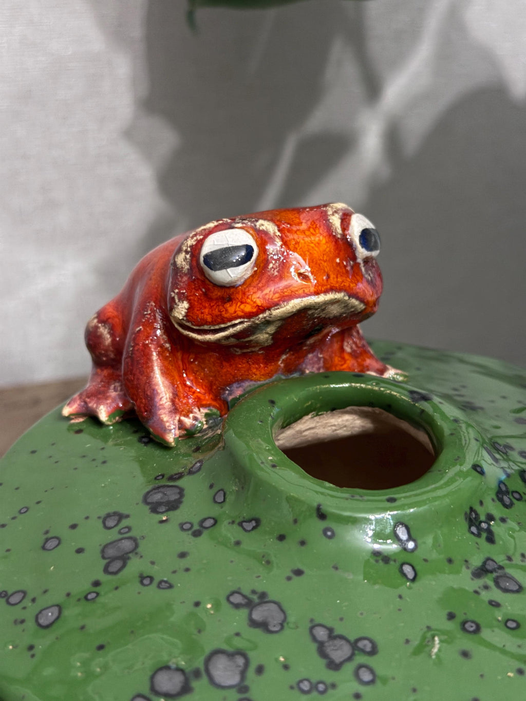 Ceramic Frog Vase – Handmade Frog Pottery, Fantasy Home Decor, Unique Frog Gift