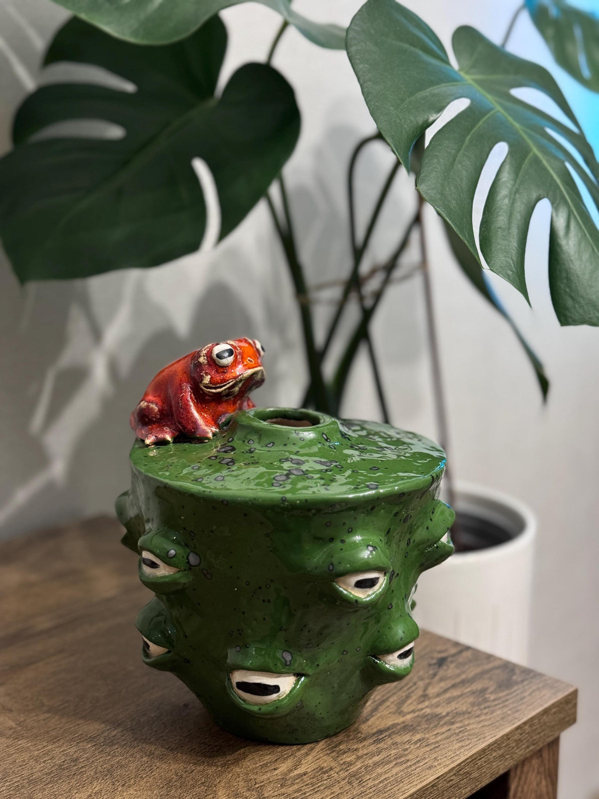 Ceramic Frog Vase – Handmade Frog Pottery, Fantasy Home Decor, Unique Frog Gift