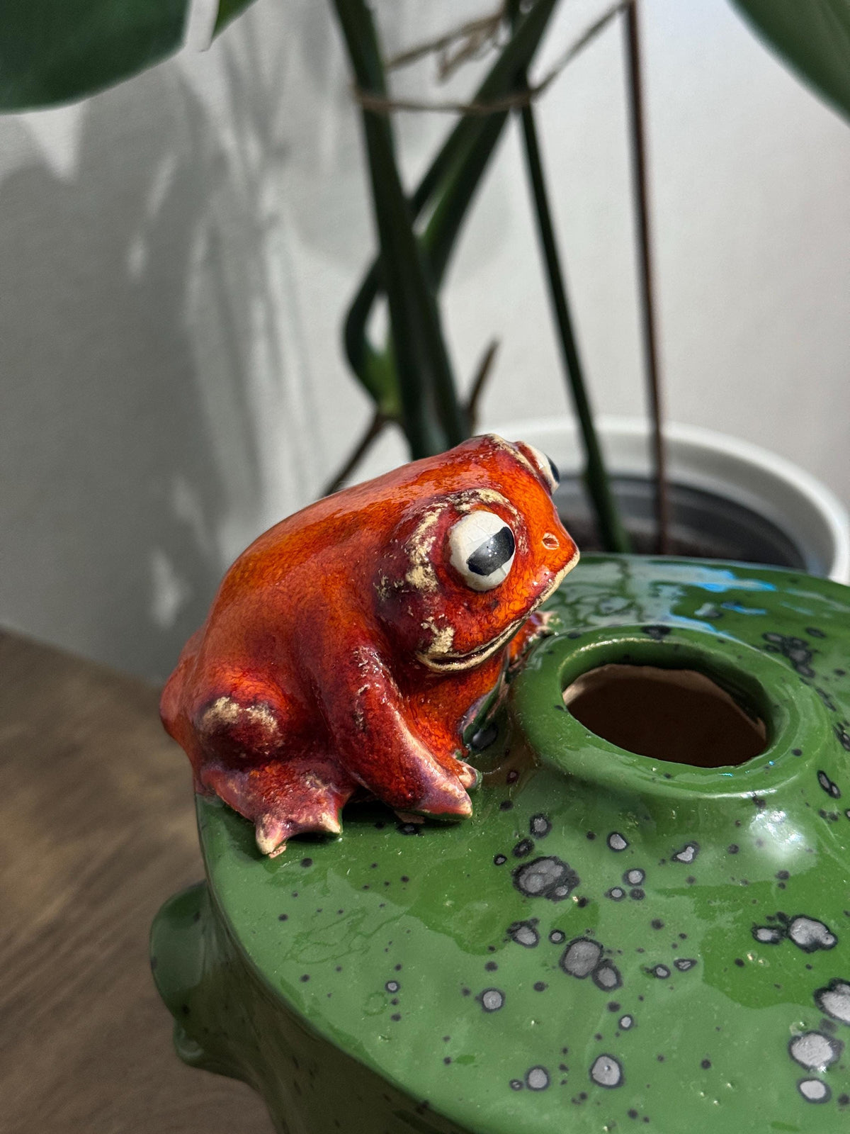Ceramic Frog Vase – Handmade Frog Pottery, Fantasy Home Decor, Unique Frog Gift