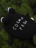 Crochet Frog Bag with Zipper – Custom Embroidery Option – Black Handmade Purse with Strap – Lined Durable Macrame Frogcore Gift