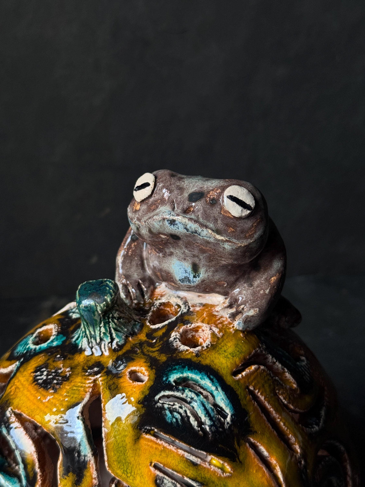 Ceramic Frog Lamp, Frog Night Light, Handmade Pottery Lamp, Cottage Decor, Frog Lover Gift