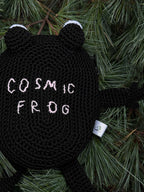 Crochet Frog Bag with Zipper – Custom Embroidery Option – Black Handmade Purse with Strap – Lined Durable Macrame Frogcore Gift