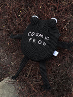 Crochet Frog Bag with Zipper – Custom Embroidery Option – Black Handmade Purse with Strap – Lined Durable Macrame Frogcore Gift