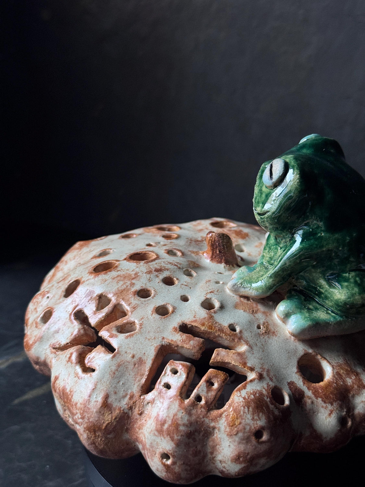 Ceramic Frog Lamp, Frog Night Light, Handmade Pottery Lamp, Cottage Decor, Frog Lover Gift