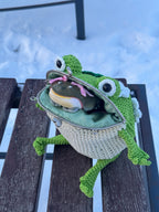 Green Frog Purse with Flowers and Leaves – Crochet Frog bag