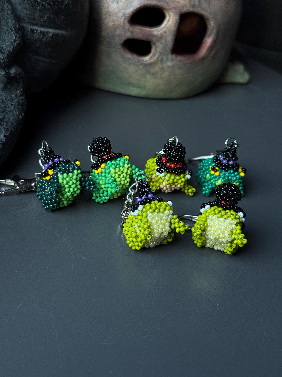 Handmade Beaded Frog Keychain, Cute Frog Charm, Frog Keyring, Gift for Frog Lovers