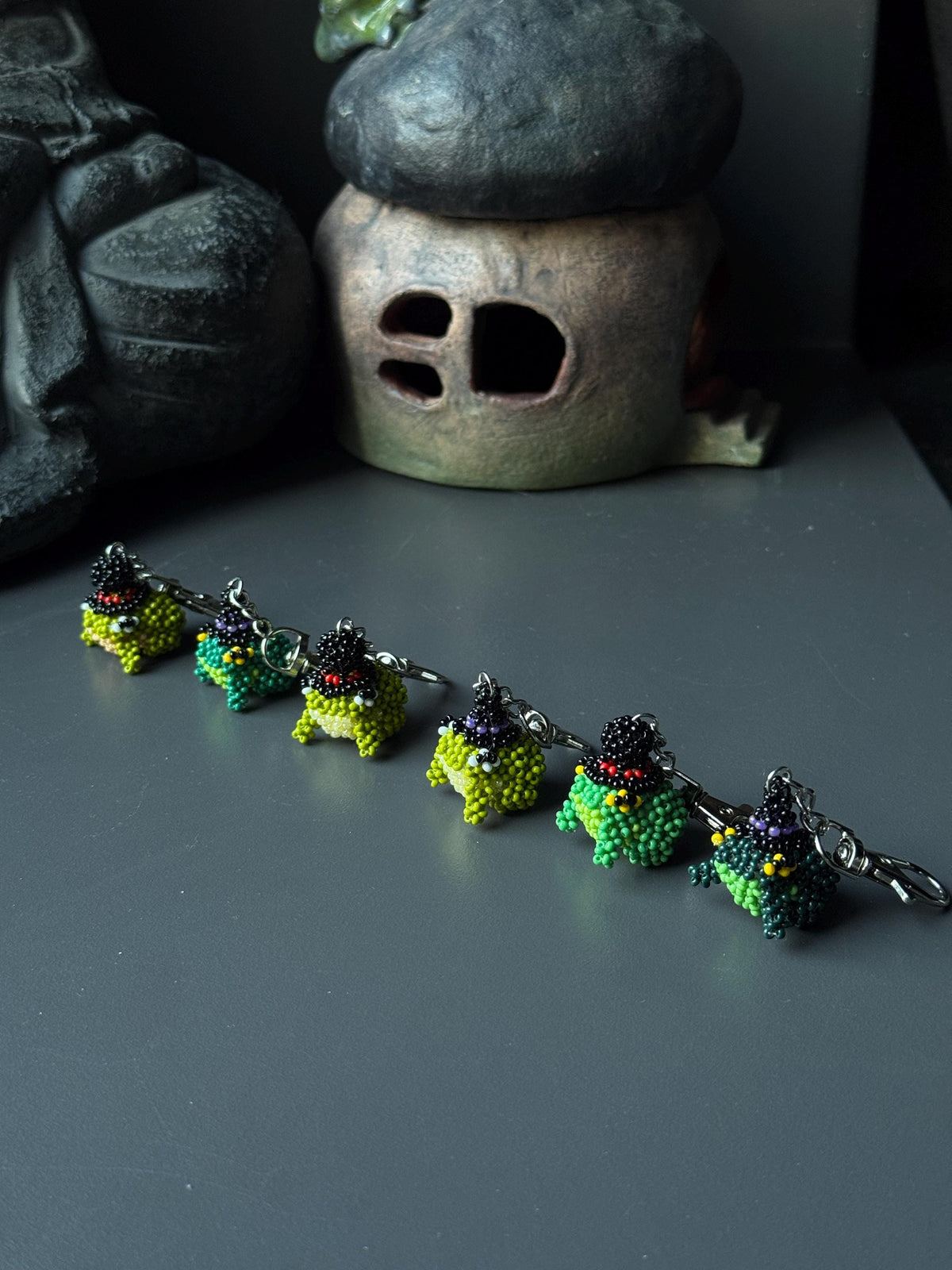 Handmade Beaded Frog Keychain, Cute Frog Charm, Frog Keyring, Gift for Frog Lovers
