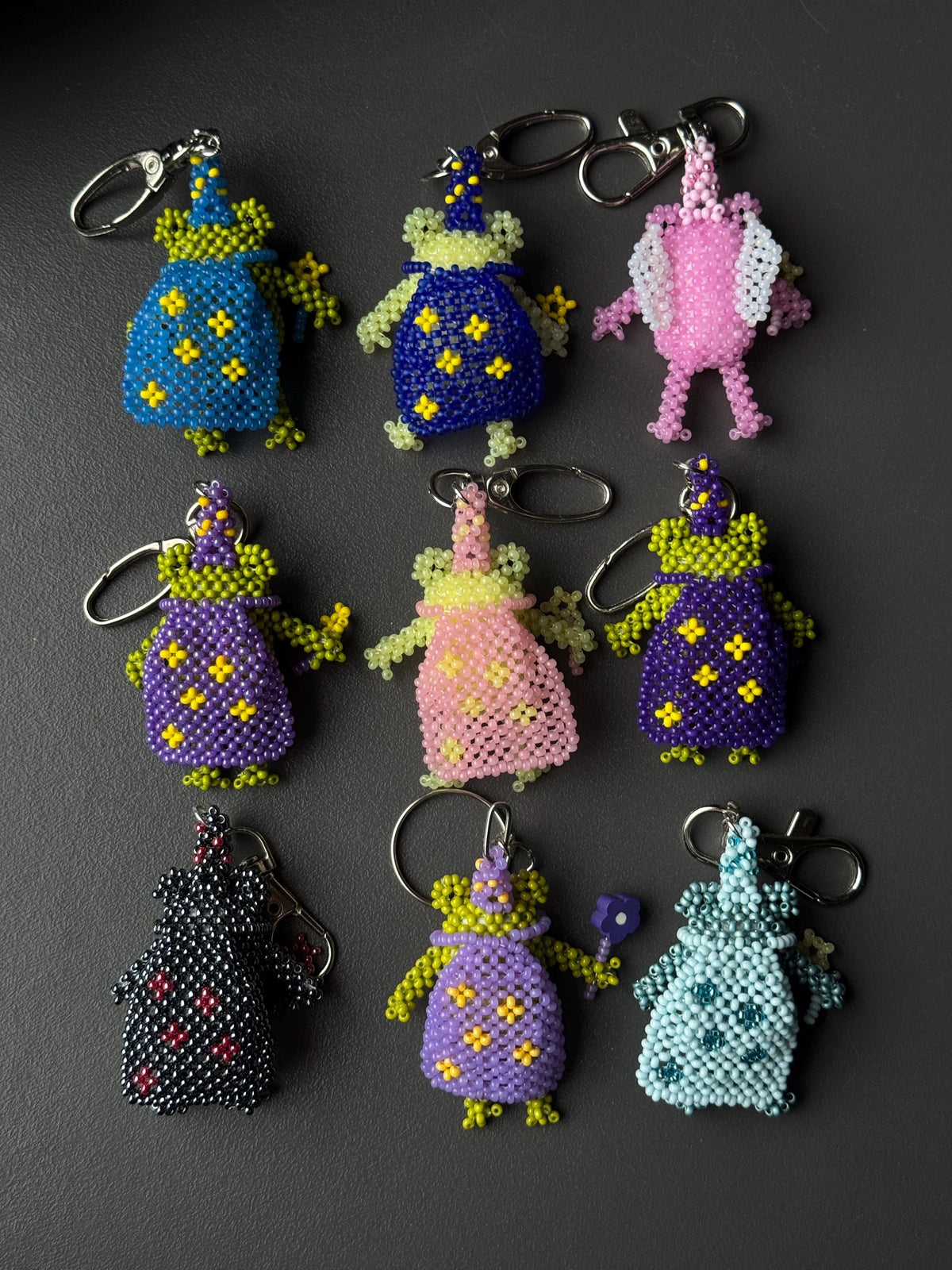 Handmade Beaded Frog Wizard Keychain, Cute Frog Charm, Frog Keyring, Gift for Frog Lovers