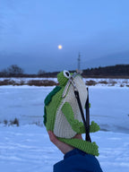 Green Frog Purse with Flowers and Leaves – Crochet Frog bag