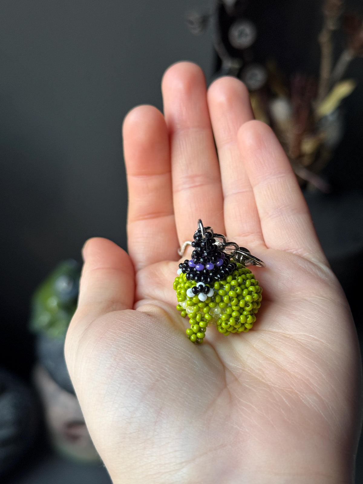 Handmade Beaded Frog Keychain, Cute Frog Charm, Frog Keyring, Gift for Frog Lovers