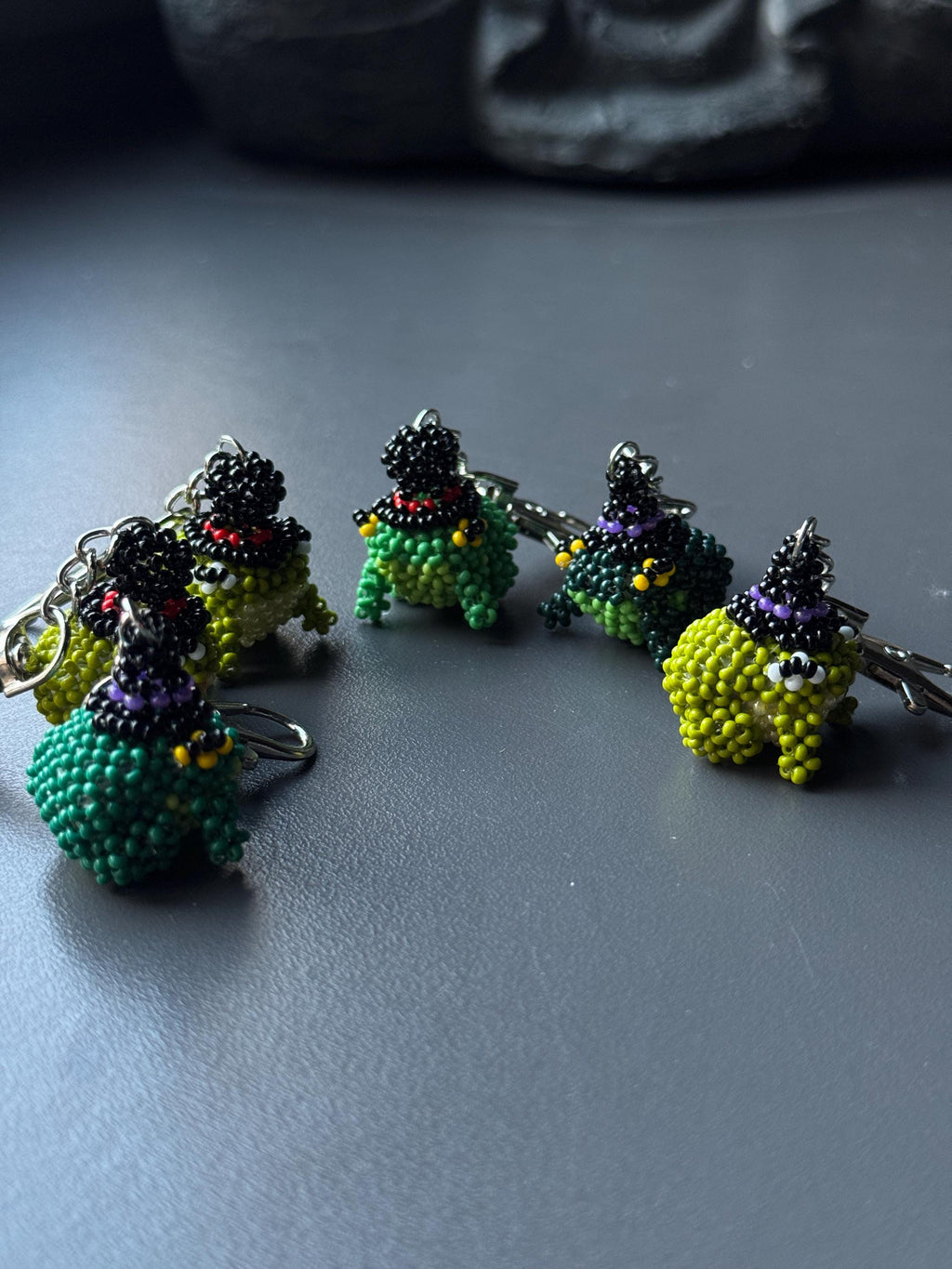 Handmade Beaded Frog Keychain, Cute Frog Charm, Frog Keyring, Gift for Frog Lovers