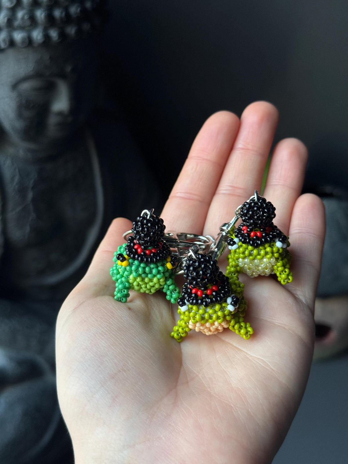 Handmade Beaded Frog Keychain, Cute Frog Charm, Frog Keyring, Gift for Frog Lovers