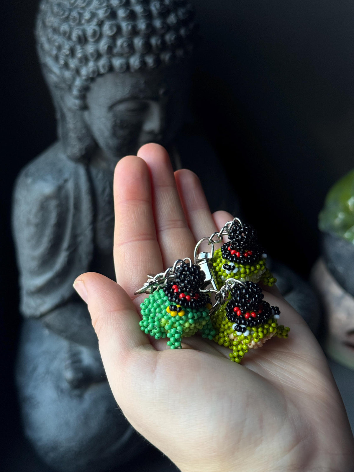 Handmade Beaded Frog Keychain, Cute Frog Charm, Frog Keyring, Gift for Frog Lovers