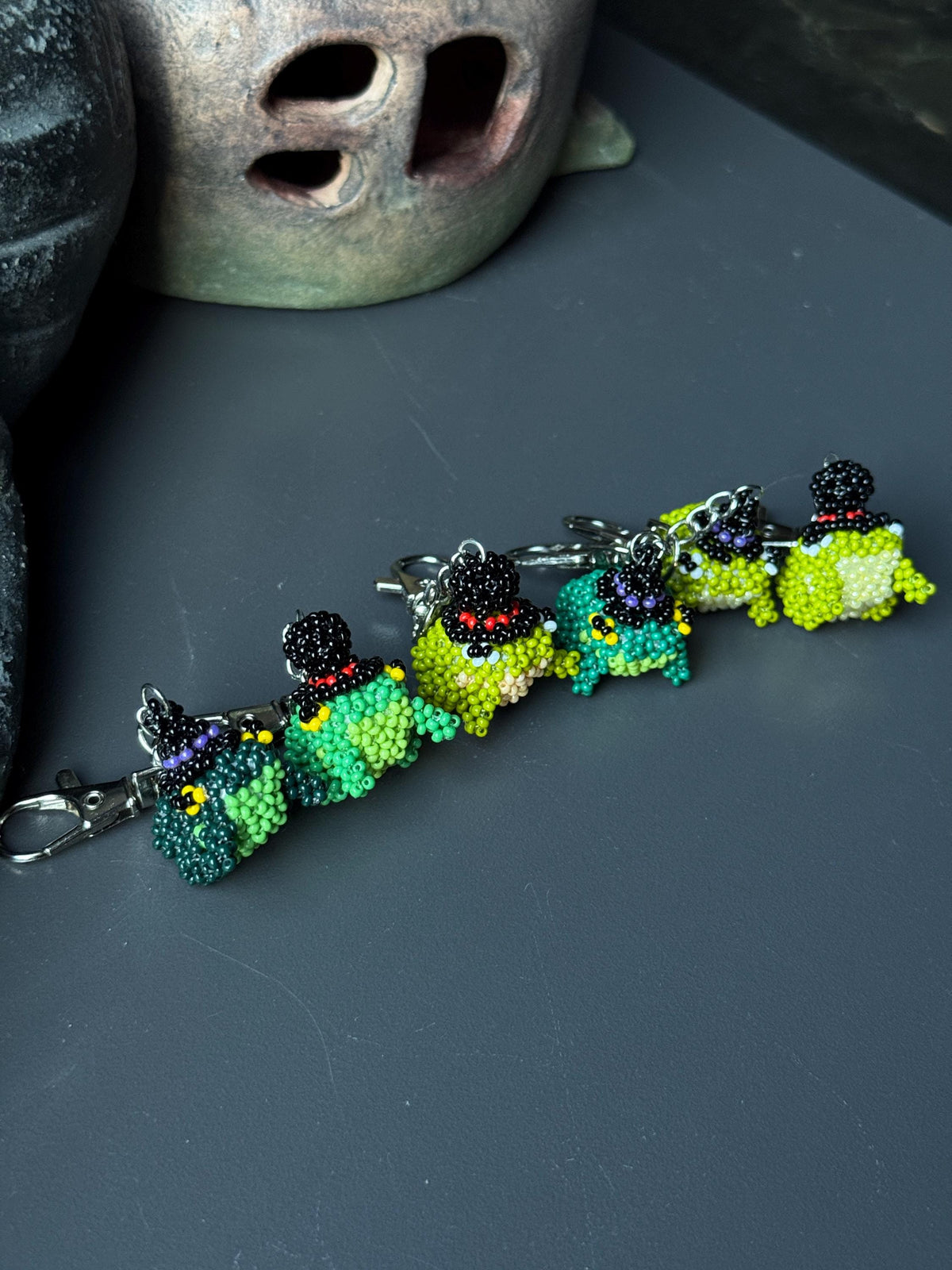 Handmade Beaded Frog Keychain, Cute Frog Charm, Frog Keyring, Gift for Frog Lovers