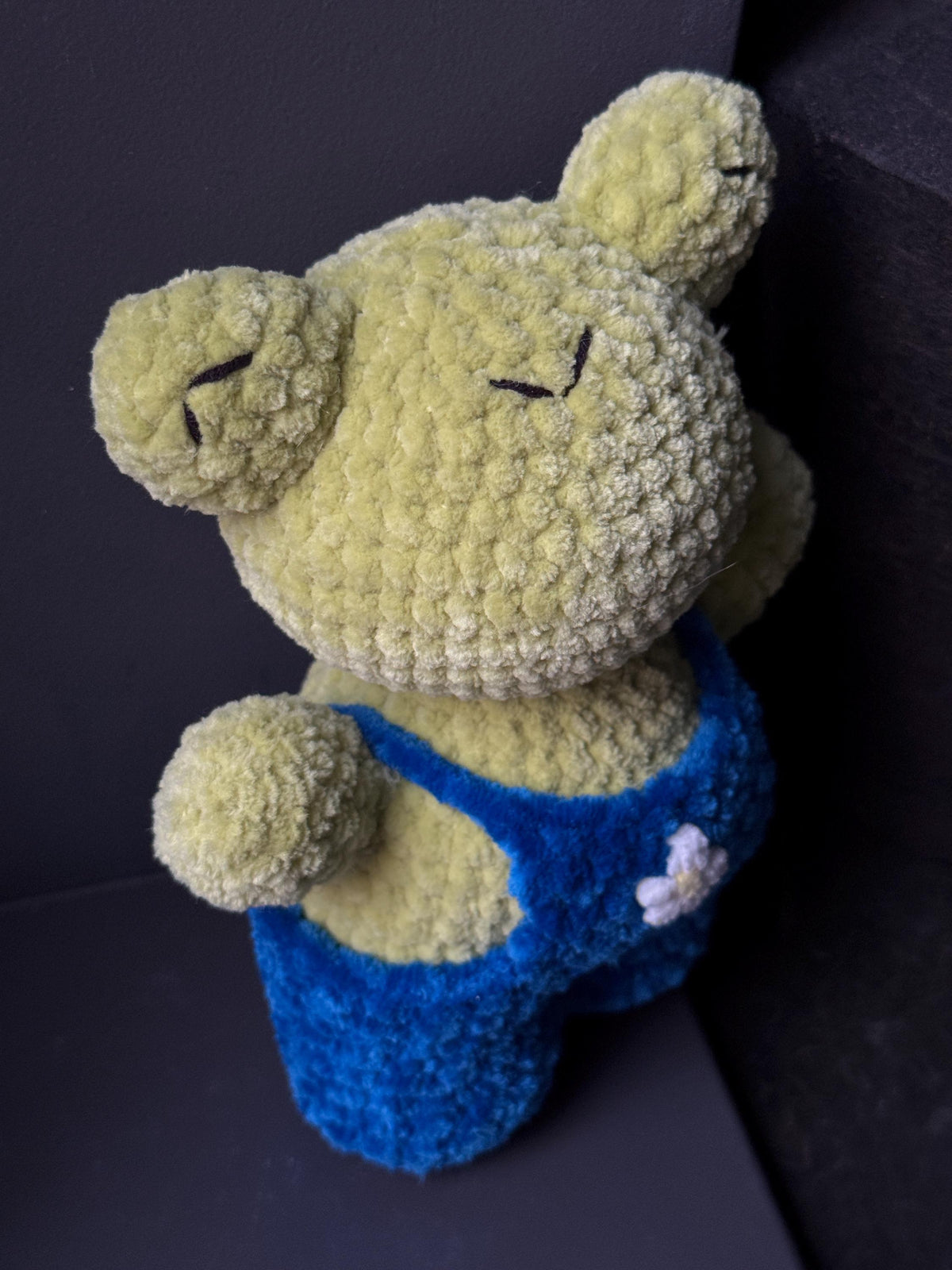 Handmade Plush Frog Toy – Soft Velvet Crochet Frog, Cute Amigurumi Frog Doll