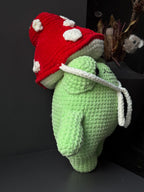 Plush Crochet Frog Pillow – Handmade Velvet Frog Toy, Soft Decorative Frog for Home Interior