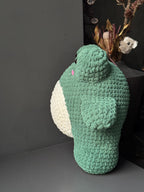Plush Crochet Frog Pillow – Handmade Velvet Frog Toy, Soft Decorative Frog for Home Interior