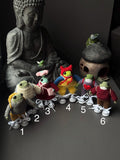Poseable Crochet Frog Figurines – Handmade Mini Frogs with Metal Armature, Dressed Collectible