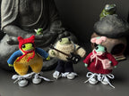 Poseable Crochet Frog Figurines – Handmade Mini Frogs with Metal Armature, Dressed Collectible