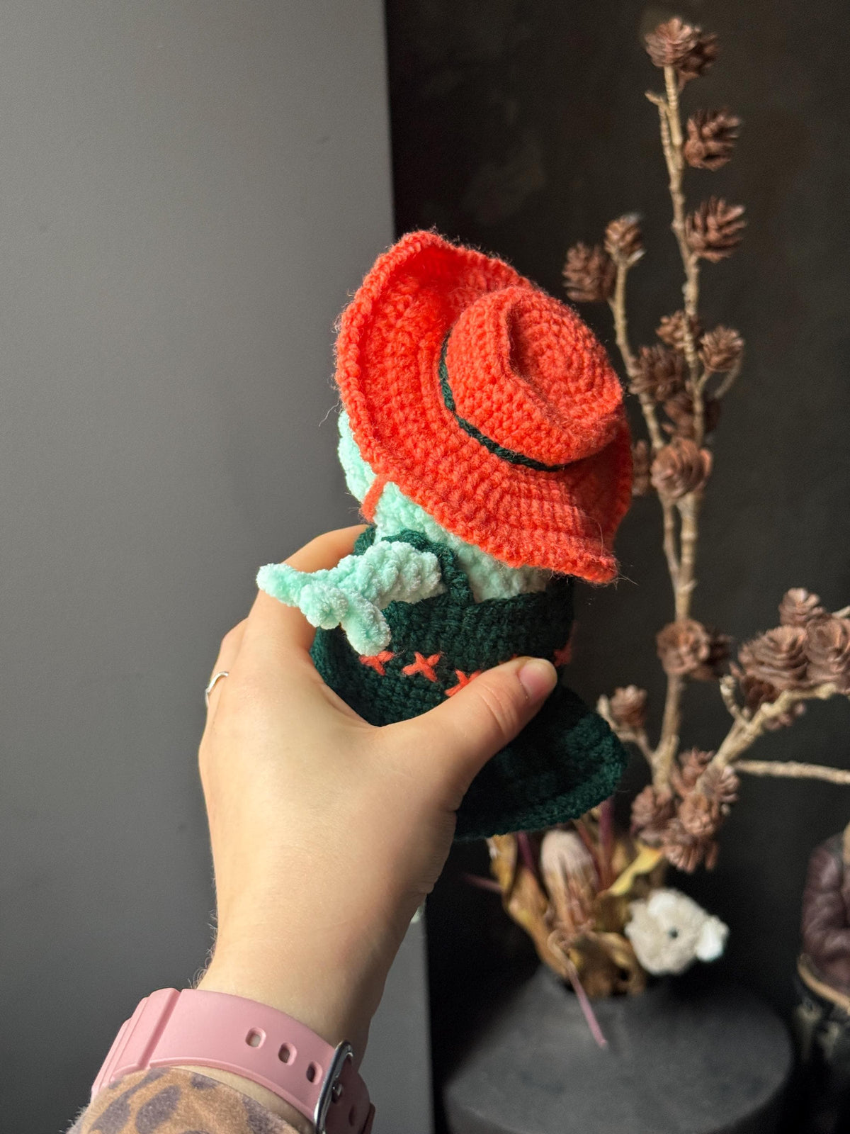 Handmade Plush Frog Toy – Soft Velvet Crochet Frog, Cute Amigurumi Frog Doll