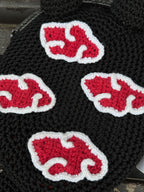 Crochet Frog Bag in Dark Anime Style – Handmade Frog Purse with Red Clouds