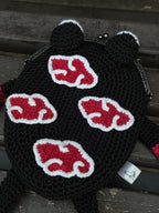 Crochet Frog Bag in Dark Anime Style – Handmade Frog Purse with Red Clouds