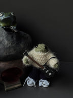 Poseable Crochet Frog Figurines – Handmade Mini Frogs with Metal Armature, Dressed Collectible