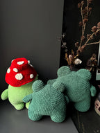Plush Crochet Frog Pillow – Handmade Velvet Frog Toy, Soft Decorative Frog for Home Interior