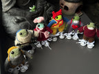 Poseable Crochet Frog Figurines – Handmade Mini Frogs with Metal Armature, Dressed Collectible