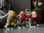 Poseable Crochet Frog Figurines – Handmade Mini Frogs with Metal Armature, Dressed Collectible