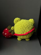 Handmade Plush Frog Toy – Soft Velvet Crochet Frog, Cute Amigurumi Frog Doll