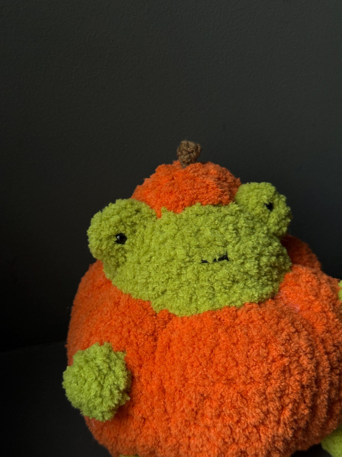 Handmade Plush Frog Toy – Soft Velvet Crochet Frog, Cute Amigurumi Frog Doll