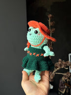Handmade Plush Frog Toy – Soft Velvet Crochet Frog, Cute Amigurumi Frog Doll